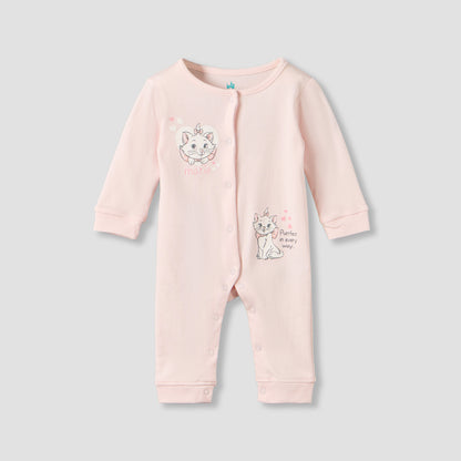Set of 2 Disney Cotton Round Neck Sleepsuit and Romper with Marie Print
