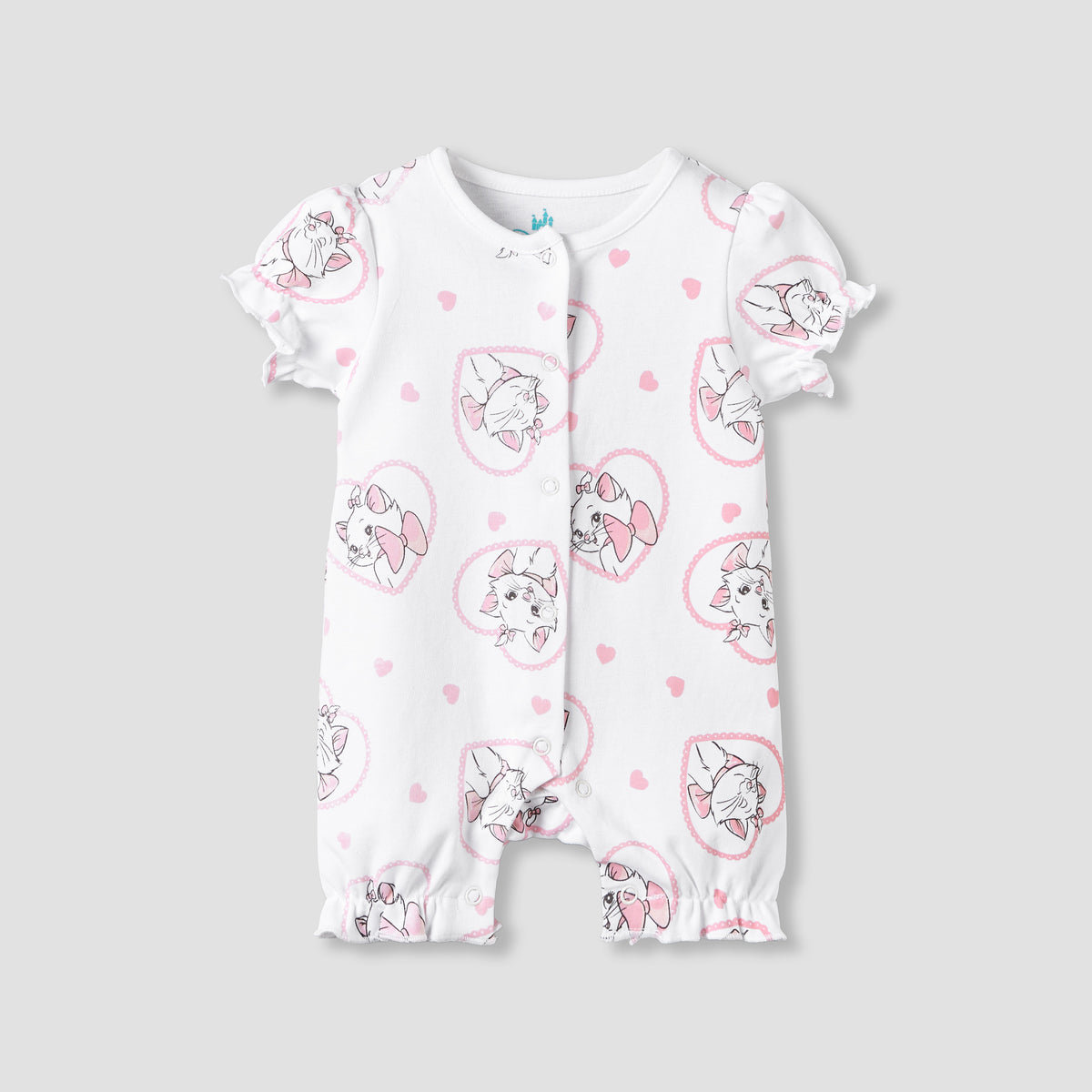 Set of 2 Disney Cotton Round Neck Sleepsuit and Romper with Marie Print