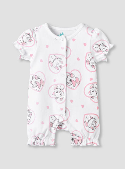 Set of 2 Disney Cotton Round Neck Sleepsuit and Romper with Marie Print-baby-girls-clothing-nightwear-sleepsuits-image-4