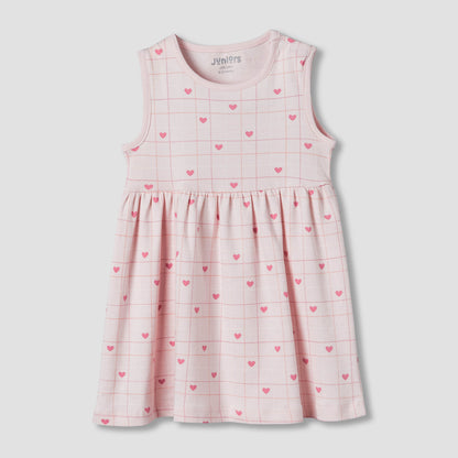 Pack of 2 Juniors Round Neck A-line Dress with Print