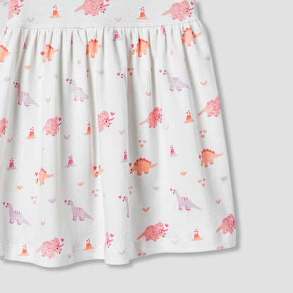 Pack of 2 Juniors Round Neck A-line Dress with Print