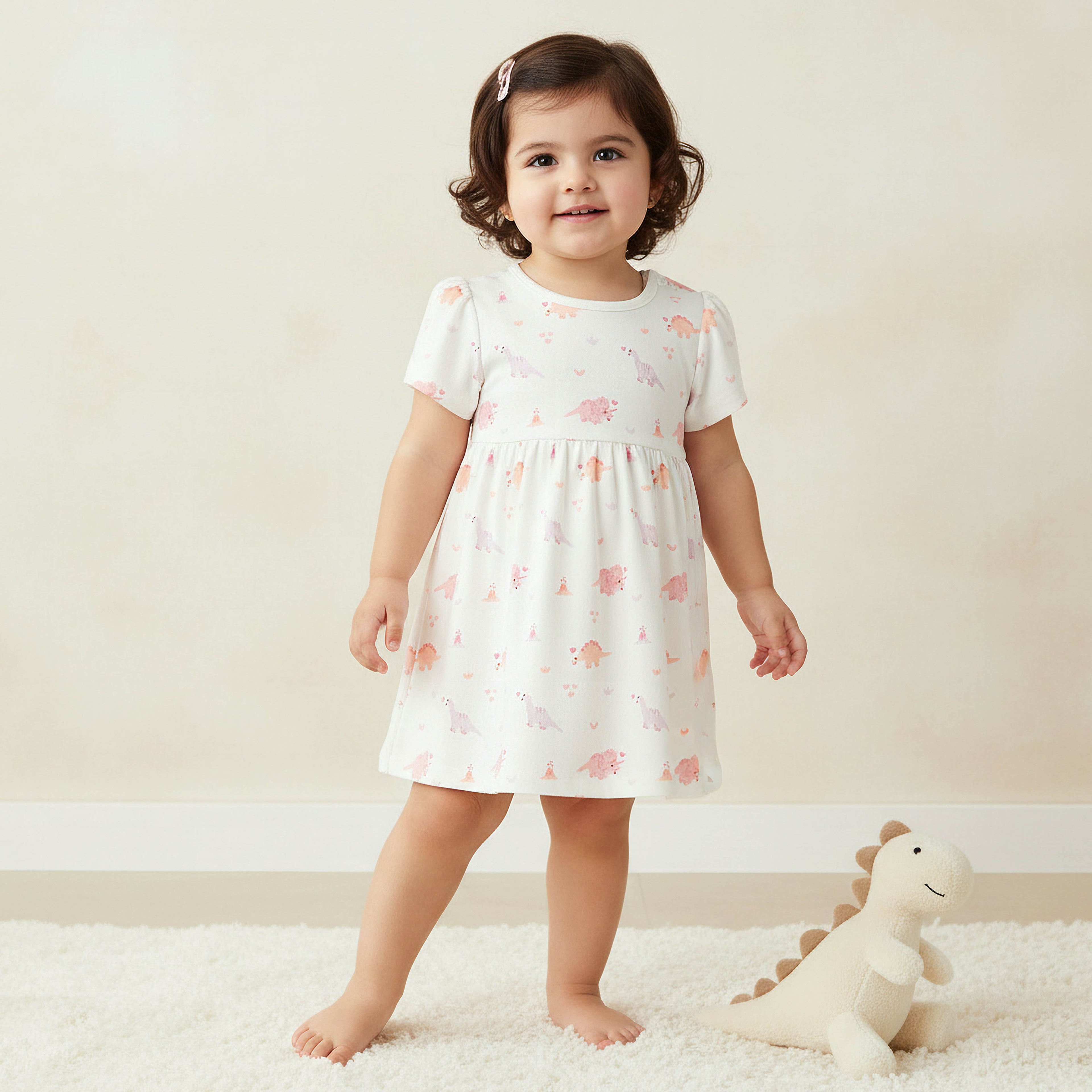 Pack of 2 Juniors Round Neck A-line Dress with Print