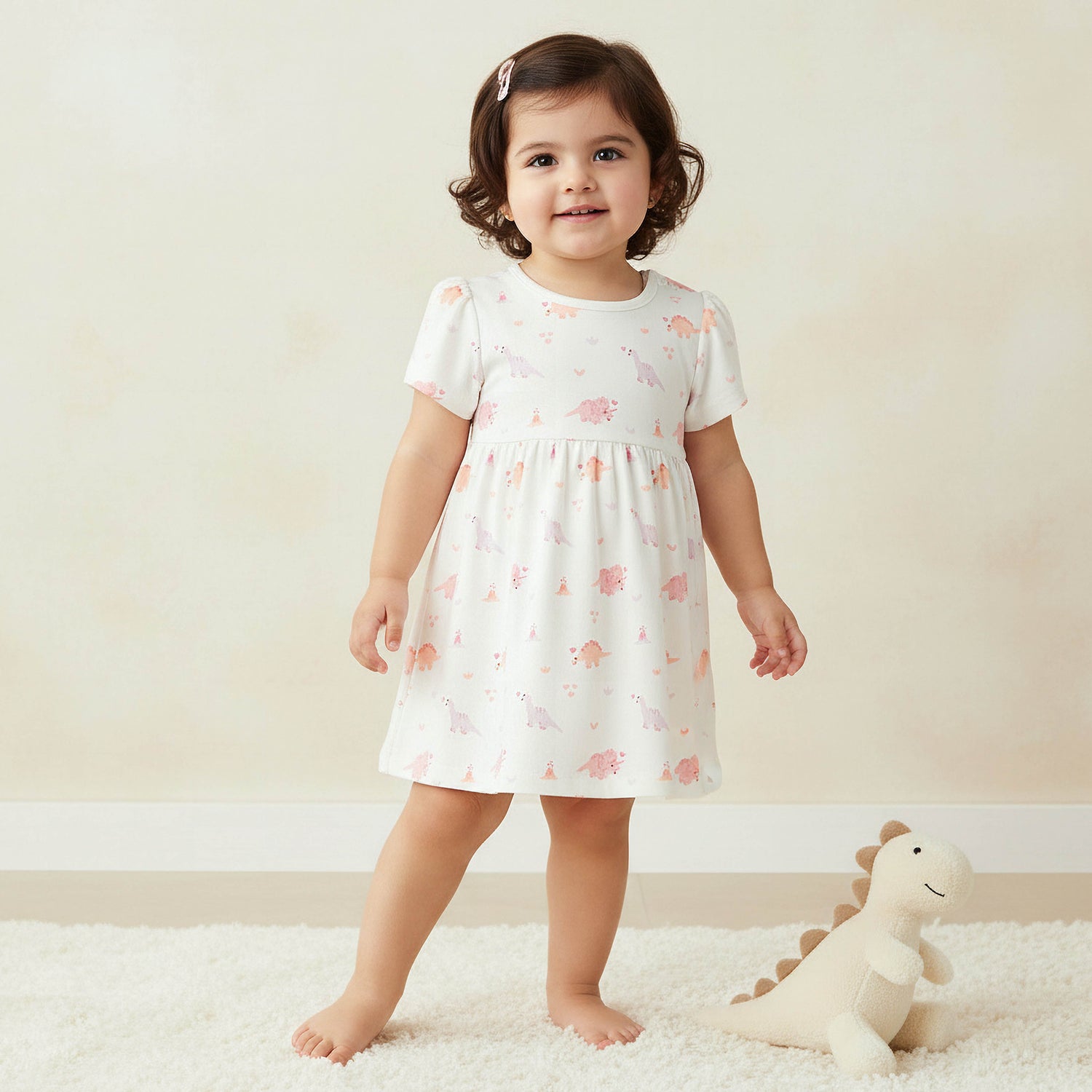Pack of 2 Juniors Round Neck A-line Dress with Print