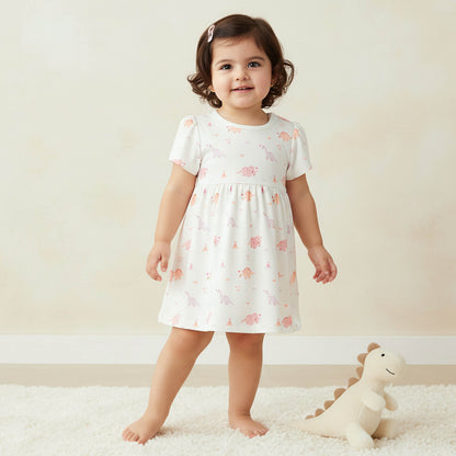 Pack of 2 Juniors Round Neck A-line Dress with Print