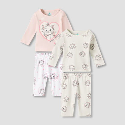 Pack of 2 Disney Cotton Round Neck Long Sleeves Pyjama Set with Marie Print - Multicolour / 12-18 mths