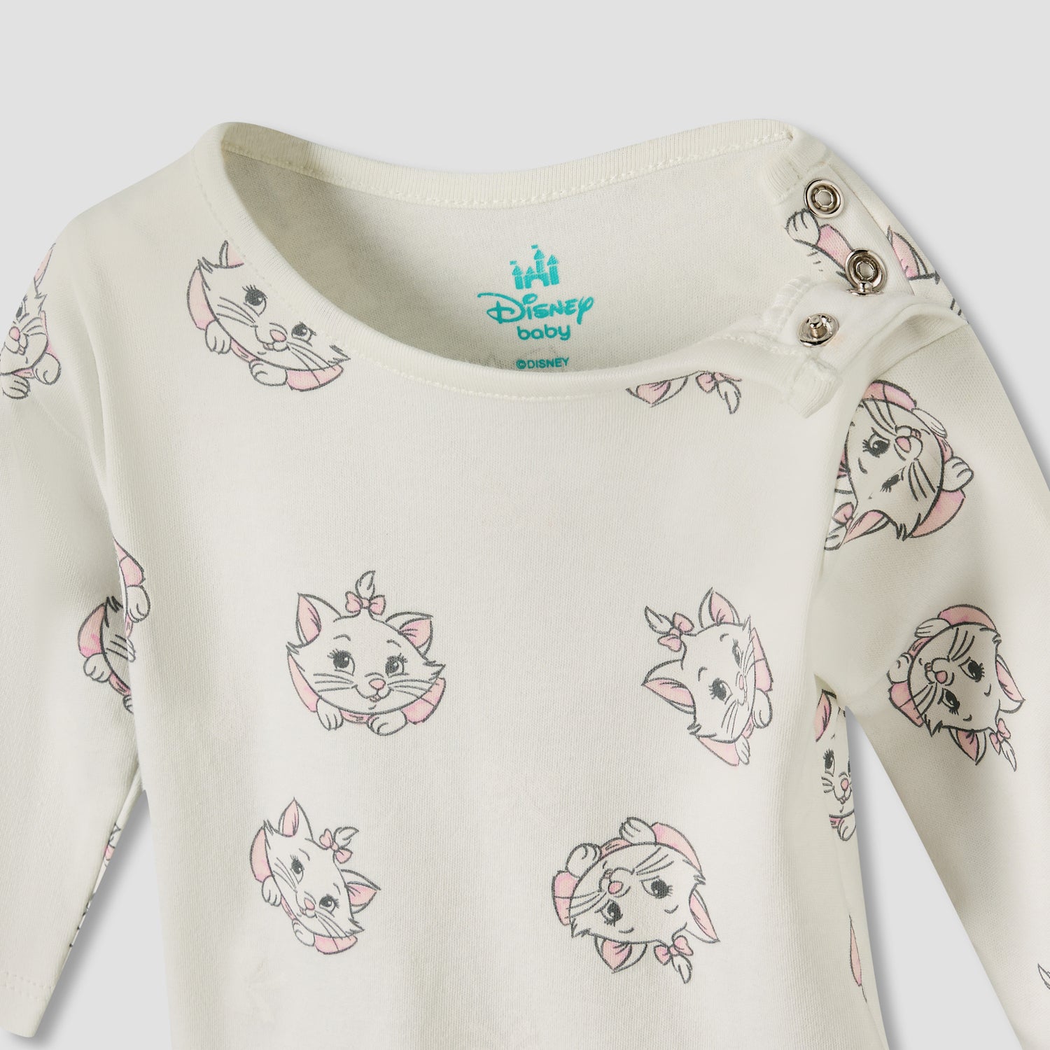 Pack of 2 Disney Cotton Round Neck Long Sleeves Pyjama Set with Marie Print