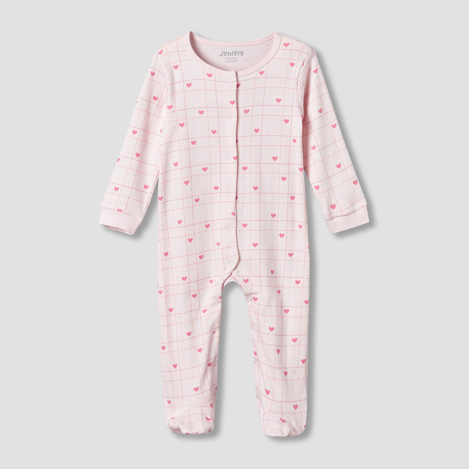 Pack of 2 Juniors Cotton Round Neck Long Sleeves Sleepsuit with Print
