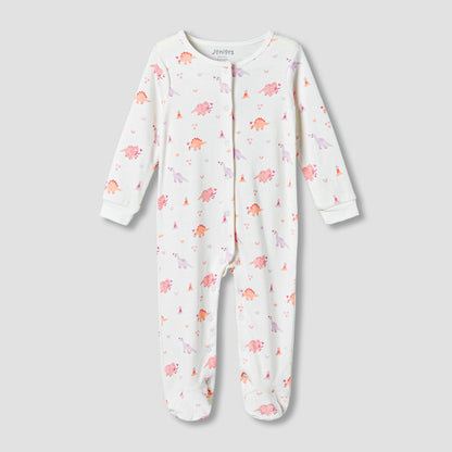 Pack of 2 Juniors Cotton Round Neck Long Sleeves Sleepsuit with Print