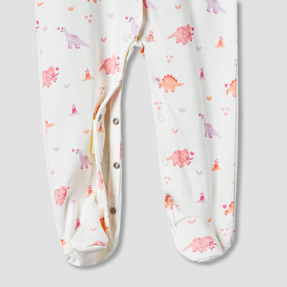 Pack of 2 Juniors Cotton Round Neck Long Sleeves Sleepsuit with Print