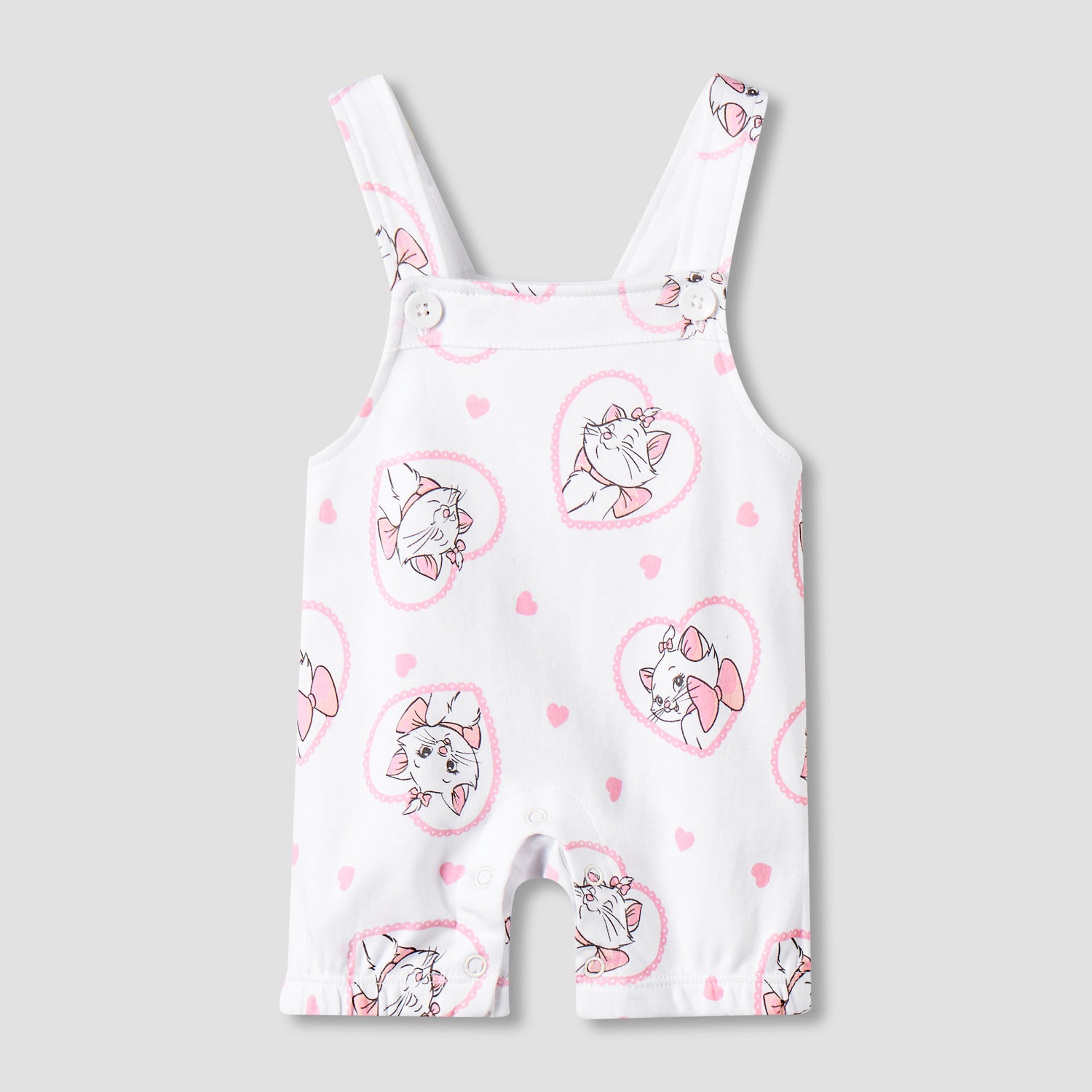 Disney Round Neck Short Sleeves T-shirt and Dungaree Set with Marie Print