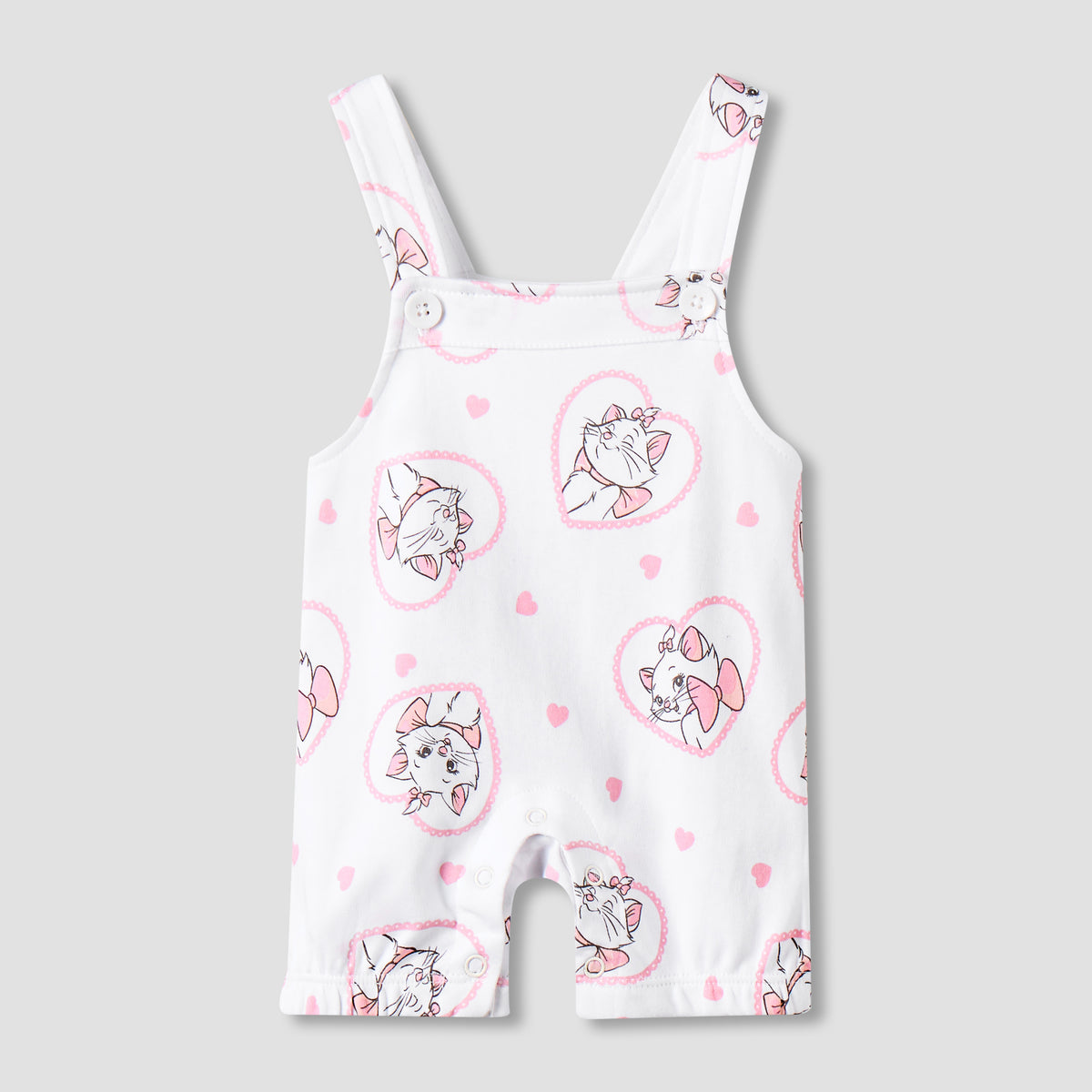 Disney Round Neck Short Sleeves T-shirt and Dungaree Set with Marie Print