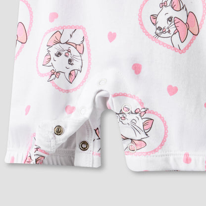 Disney Round Neck Short Sleeves T-shirt and Dungaree Set with Marie Print
