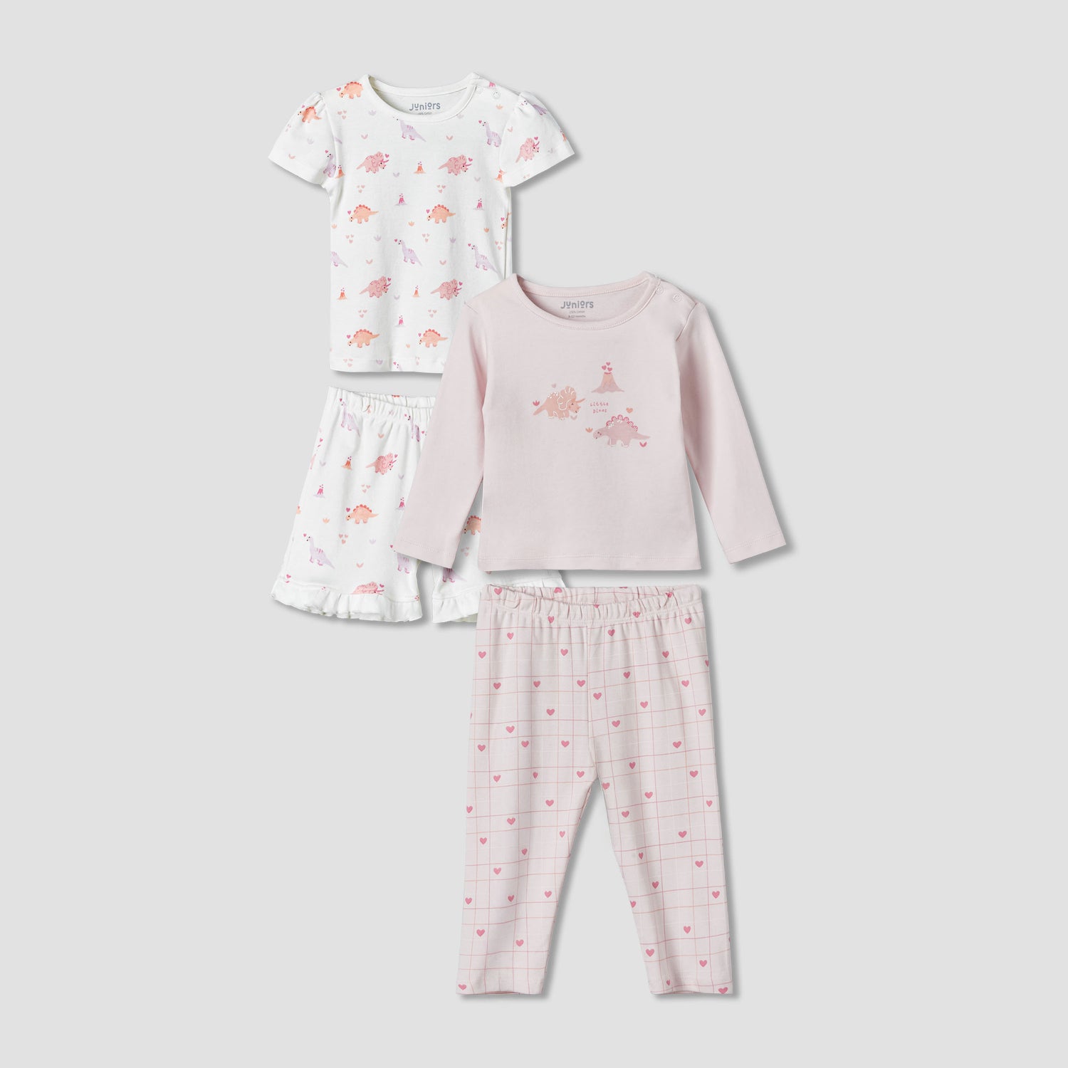 Pack of 2 Juniors Cotton Round Neck Pyjama Set with Fun Print - Pink / 12-18 mths