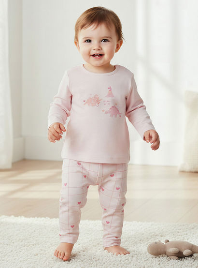 Pack of 2 Juniors Cotton Round Neck Pyjama Set with Fun Print-baby-girls-clothing-nightwear-pyjamasets-image-2