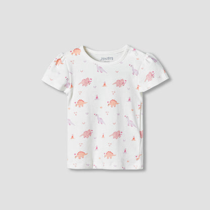 Pack of 2 Juniors Cotton Round Neck Pyjama Set with Fun Print