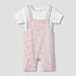 Juniors Short Sleeves T-shirt and Dungaree Set with Heart Print - Pink / 12-18 mths
