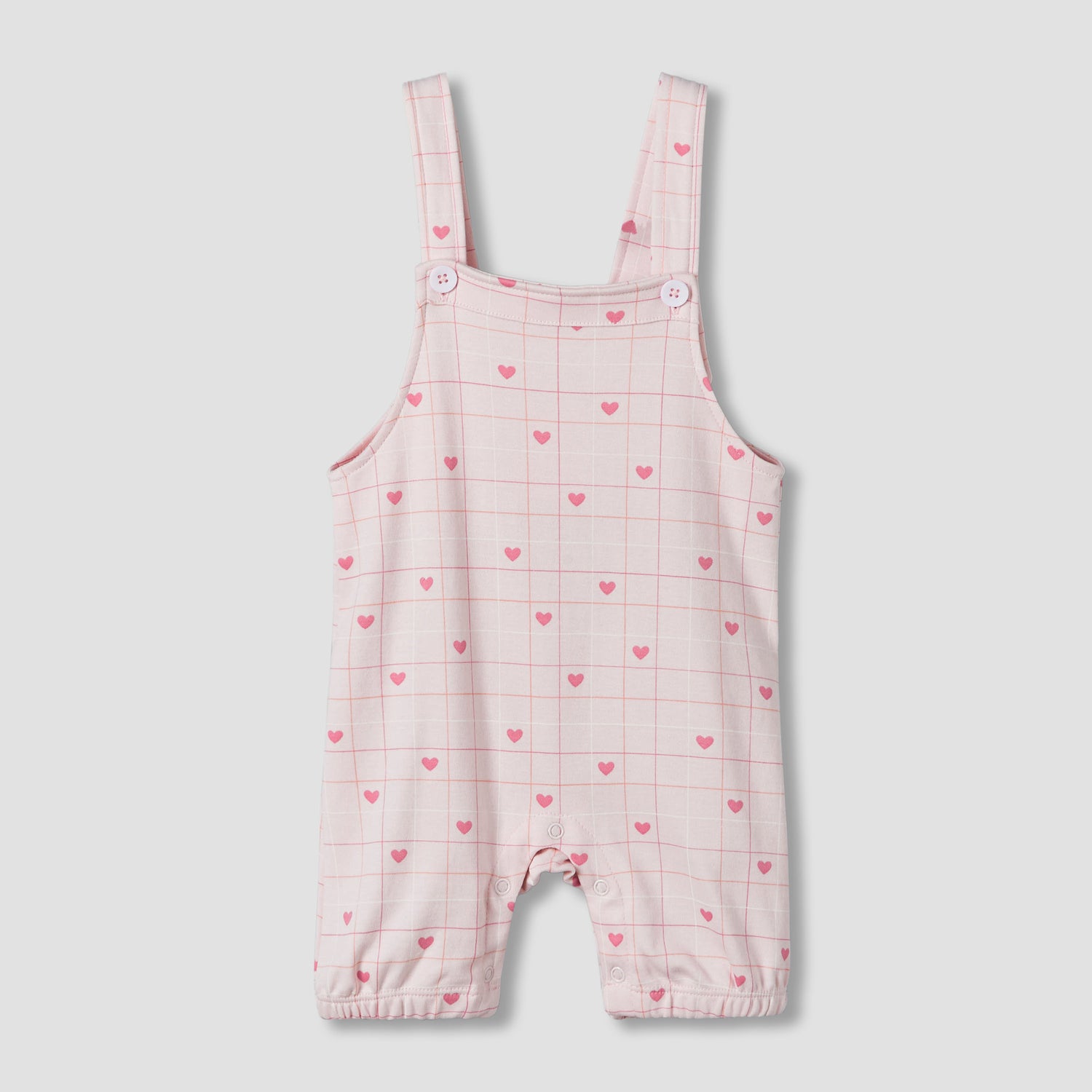 Juniors Short Sleeves T-shirt and Dungaree Set with Heart Print