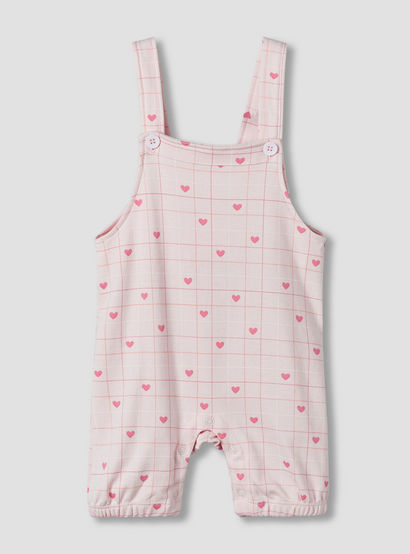 Juniors Short Sleeves T-shirt and Dungaree Set with Heart Print-baby-girls-clothing-setsandcoords-image-2
