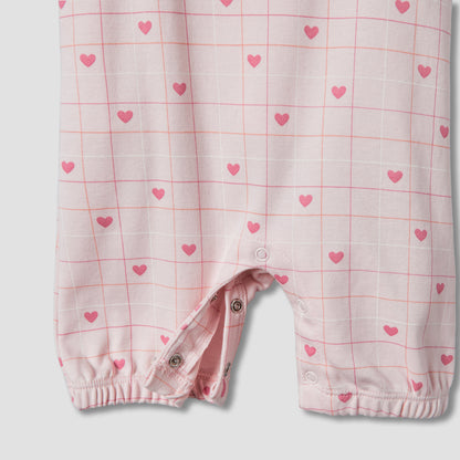 Juniors Short Sleeves T-shirt and Dungaree Set with Heart Print
