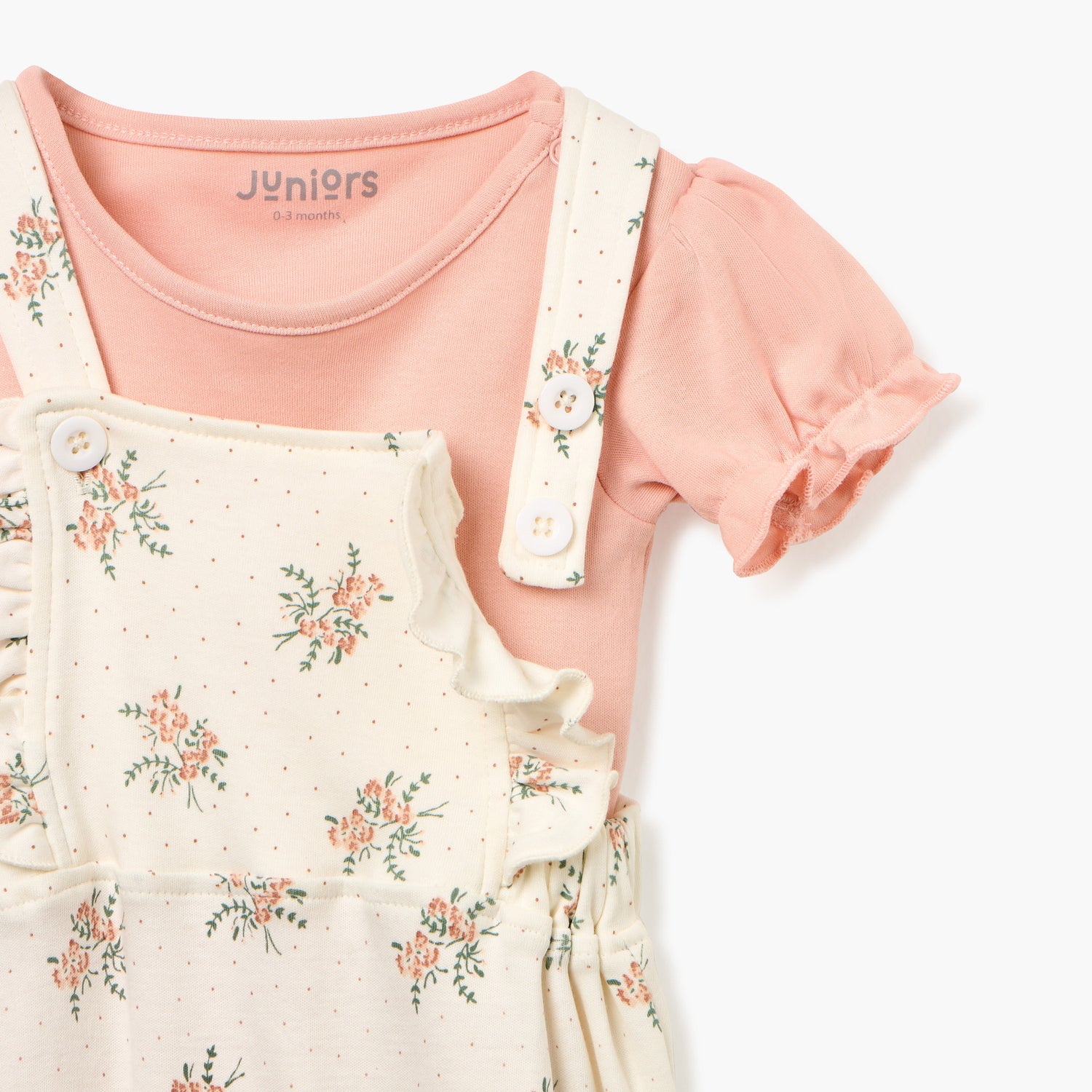 Juniors All-Over Floral Print Dungaree and T-shirt Set