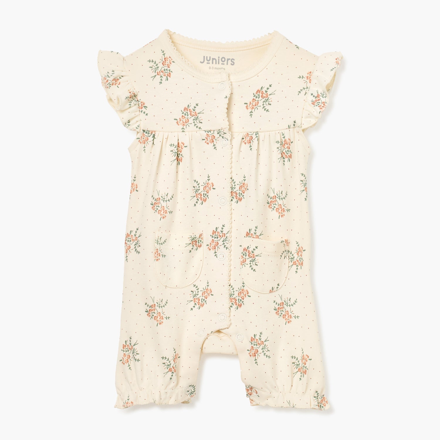 Juniors All-Over Floral Print Sleeveless Romper - Pink / 12-18 mths