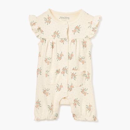 Juniors All-Over Floral Print Sleeveless Romper - Pink / 12-18 mths