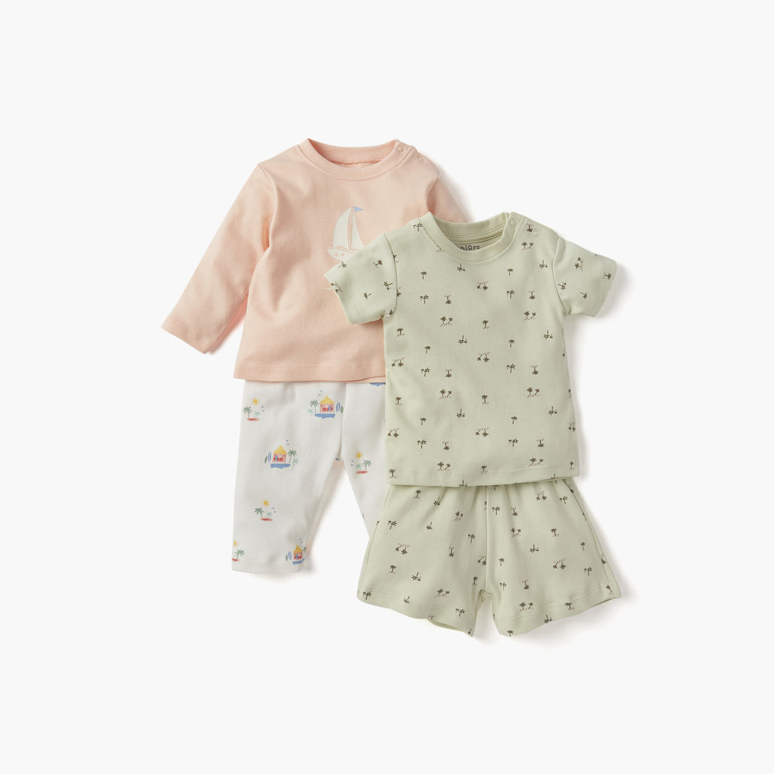 Juniors Graphic Print 4-Piece T-shirt with Pyjamas and Shorts Set - Multicolour / 12-18 mths