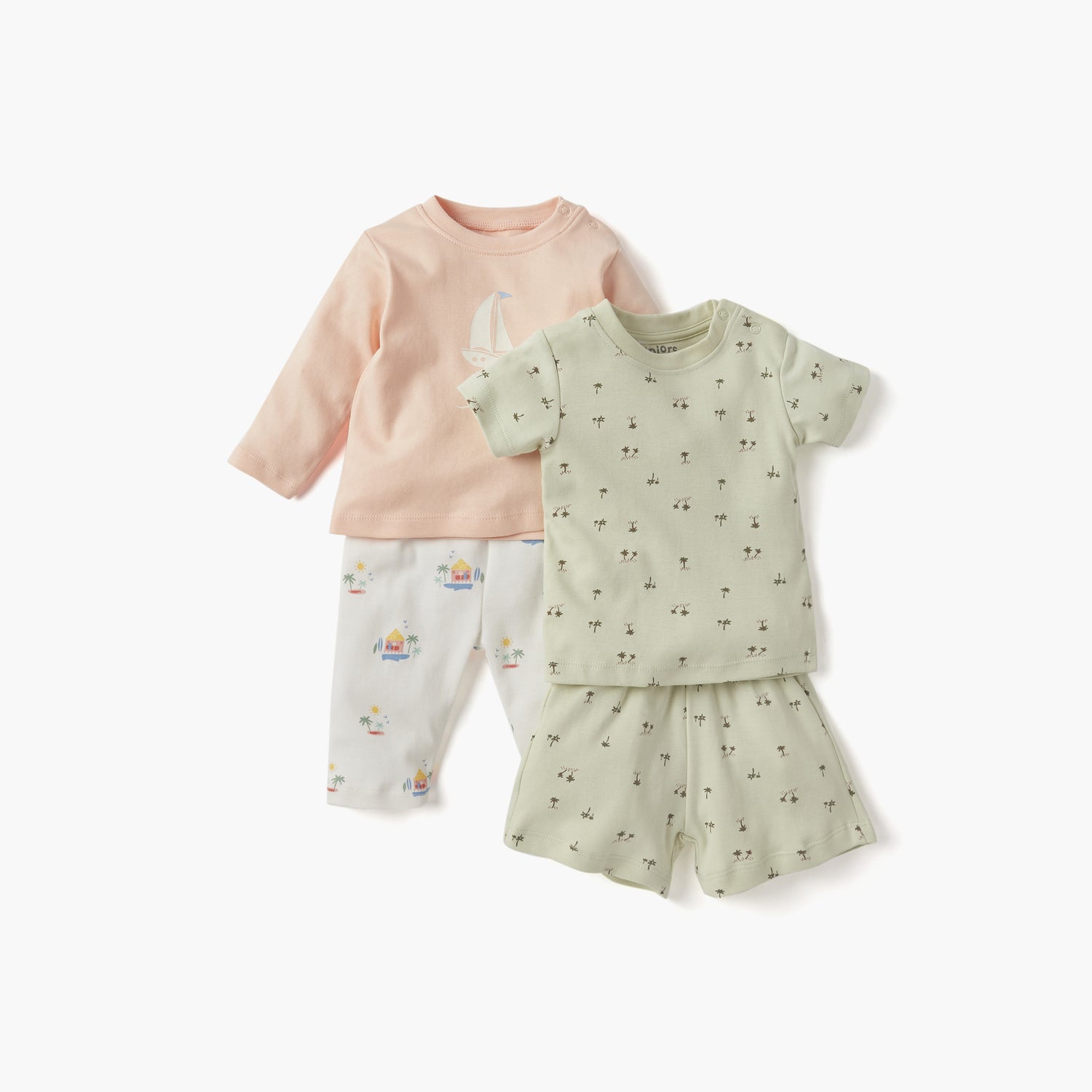 Juniors Graphic Print 4-Piece T-shirt with Pyjamas and Shorts Set - Multicolour / 12-18 mths