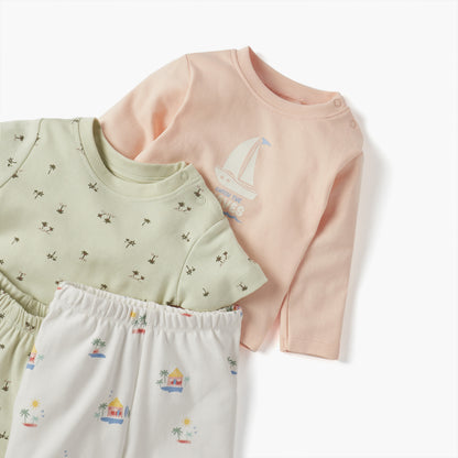 Juniors Graphic Print 4-Piece T-shirt with Pyjamas and Shorts Set