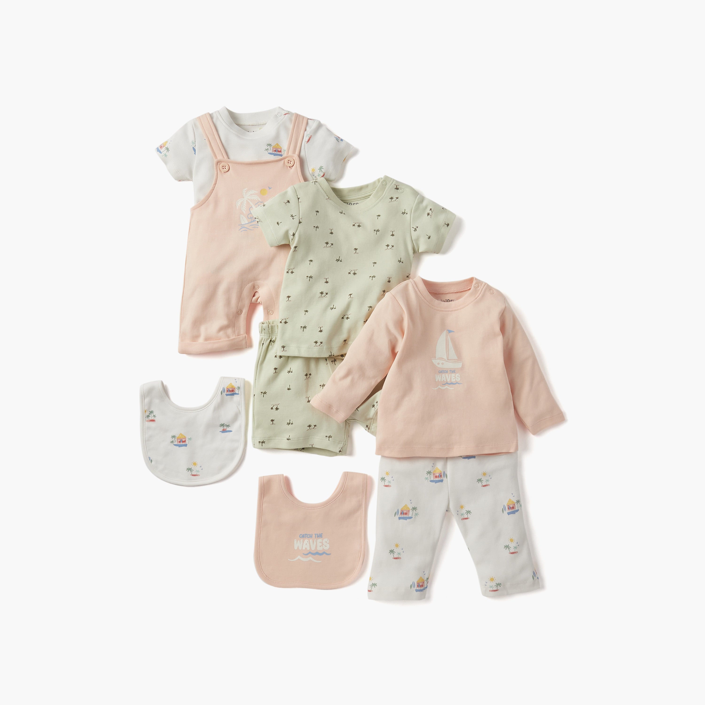 Juniors Graphic Print 4-Piece T-shirt with Pyjamas and Shorts Set
