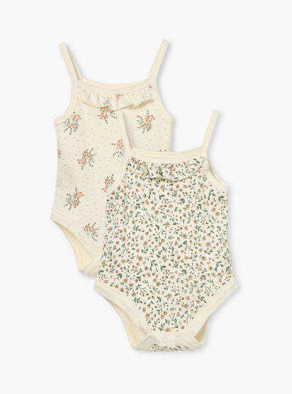 Juniors Floral Print Sleeveless Bodysuit with Snap Button Closure - Set of 2-baby-girls-clothing-bodysuits-image-1