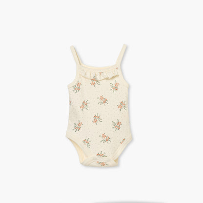 Juniors Floral Print Sleeveless Bodysuit with Snap Button Closure - Set of 2