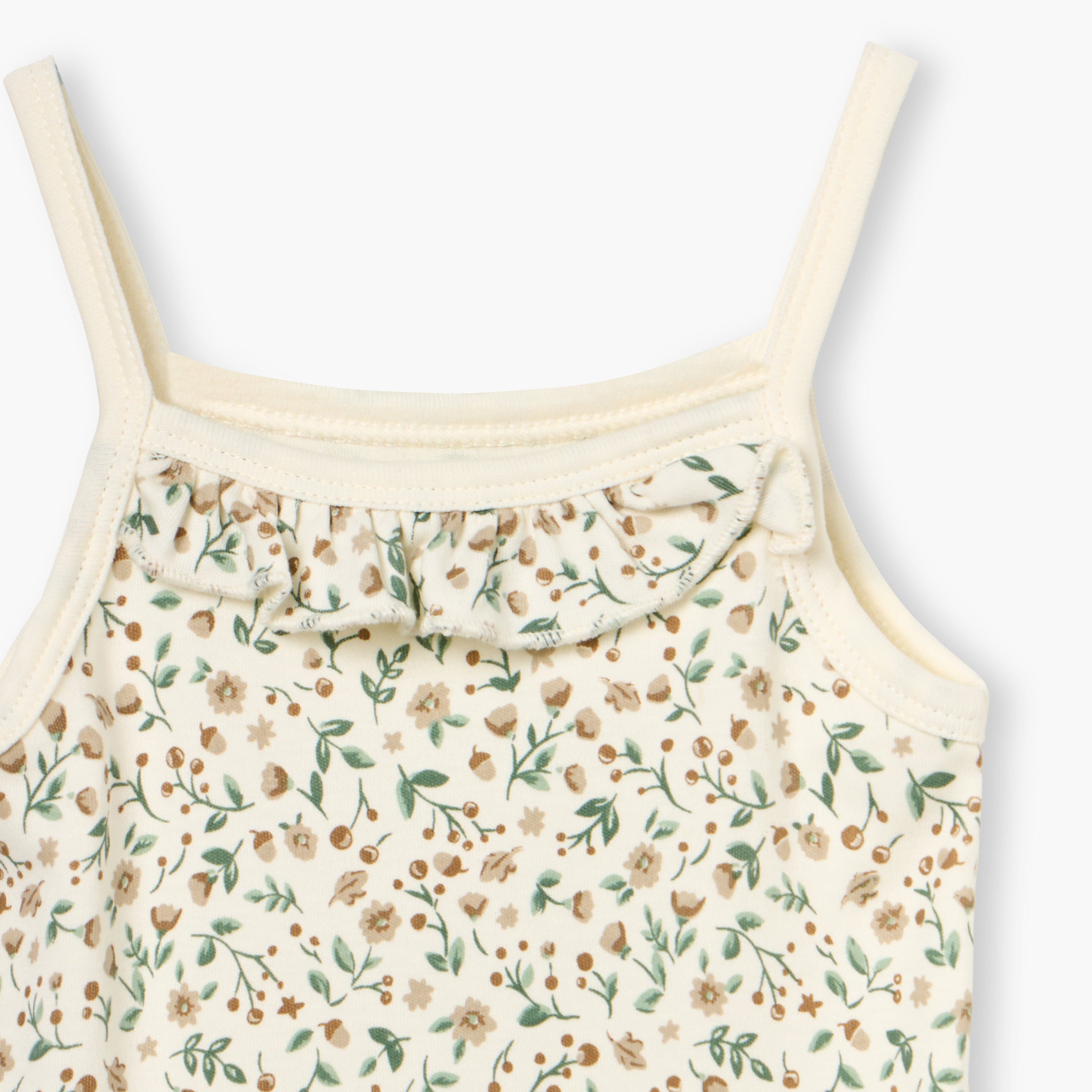 Juniors Floral Print Sleeveless Bodysuit with Snap Button Closure - Set of 2