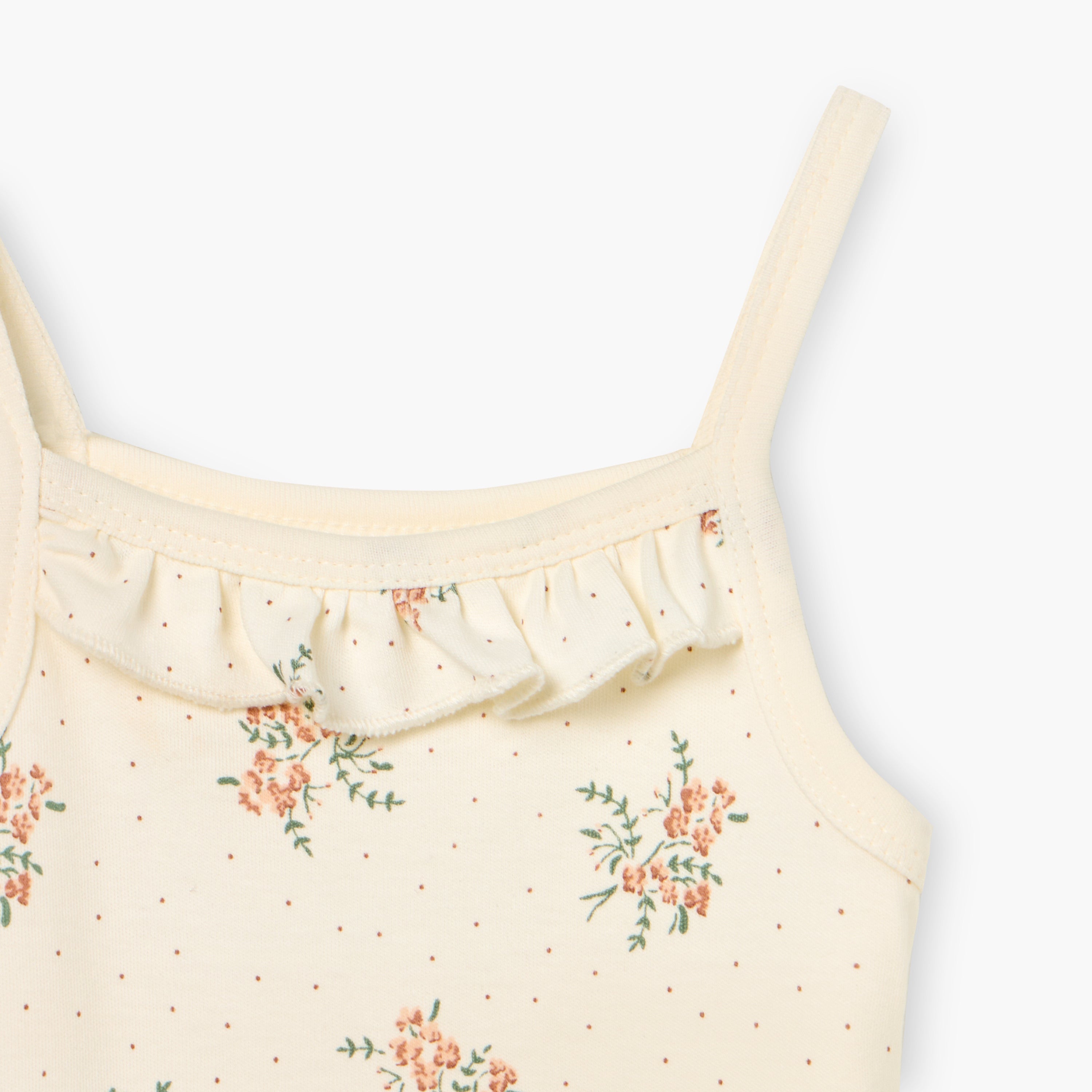 Juniors Floral Print Sleeveless Bodysuit with Snap Button Closure - Set of 2