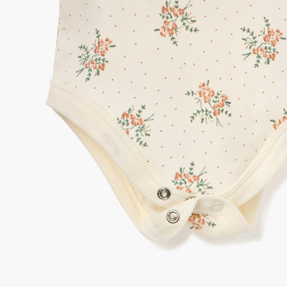 Juniors Floral Print Sleeveless Bodysuit with Snap Button Closure - Set of 2