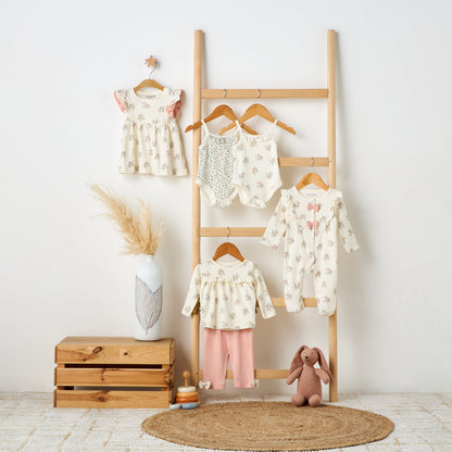 Juniors Floral Print Sleeveless Bodysuit with Snap Button Closure - Set of 2