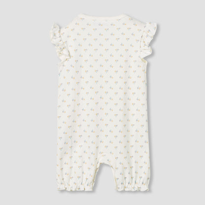 Juniors Floral Print Romper with Ruffle Sleeves