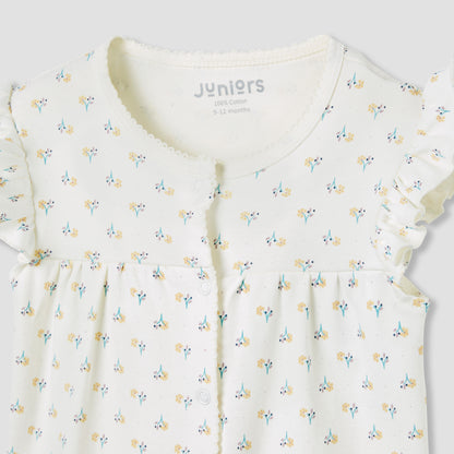 Juniors Floral Print Romper with Ruffle Sleeves