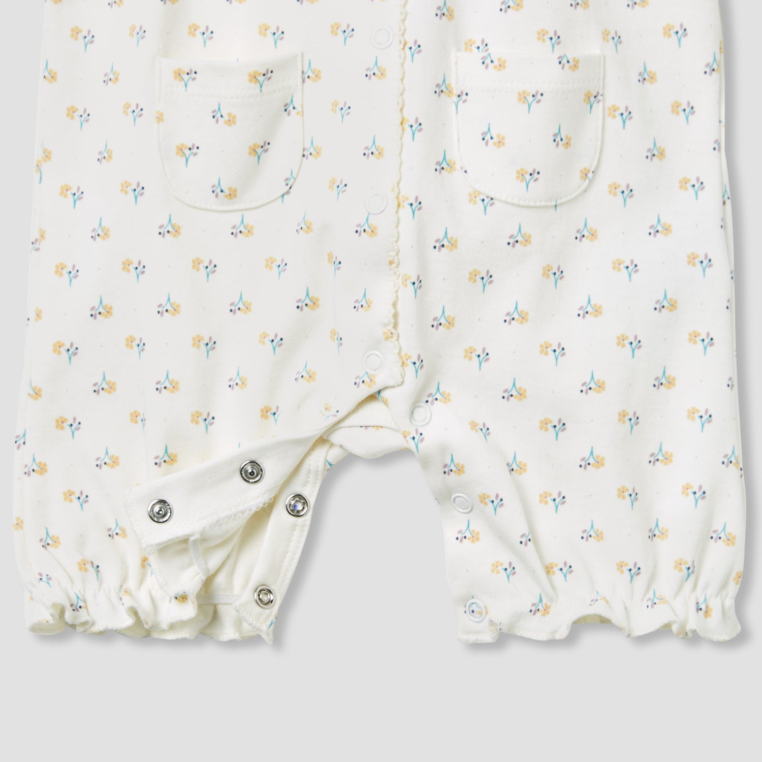 Juniors Floral Print Romper with Ruffle Sleeves