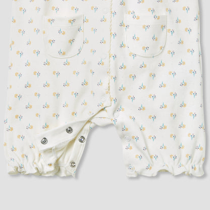 Juniors Floral Print Romper with Ruffle Sleeves
