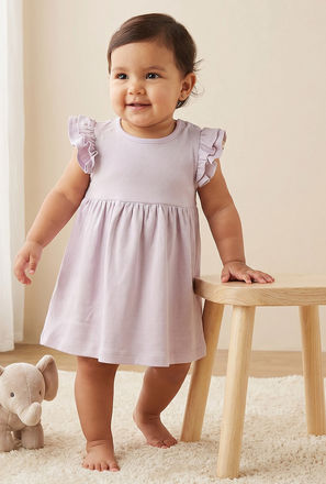 Juniors Polka Dot Print Cap Sleeve Dress
