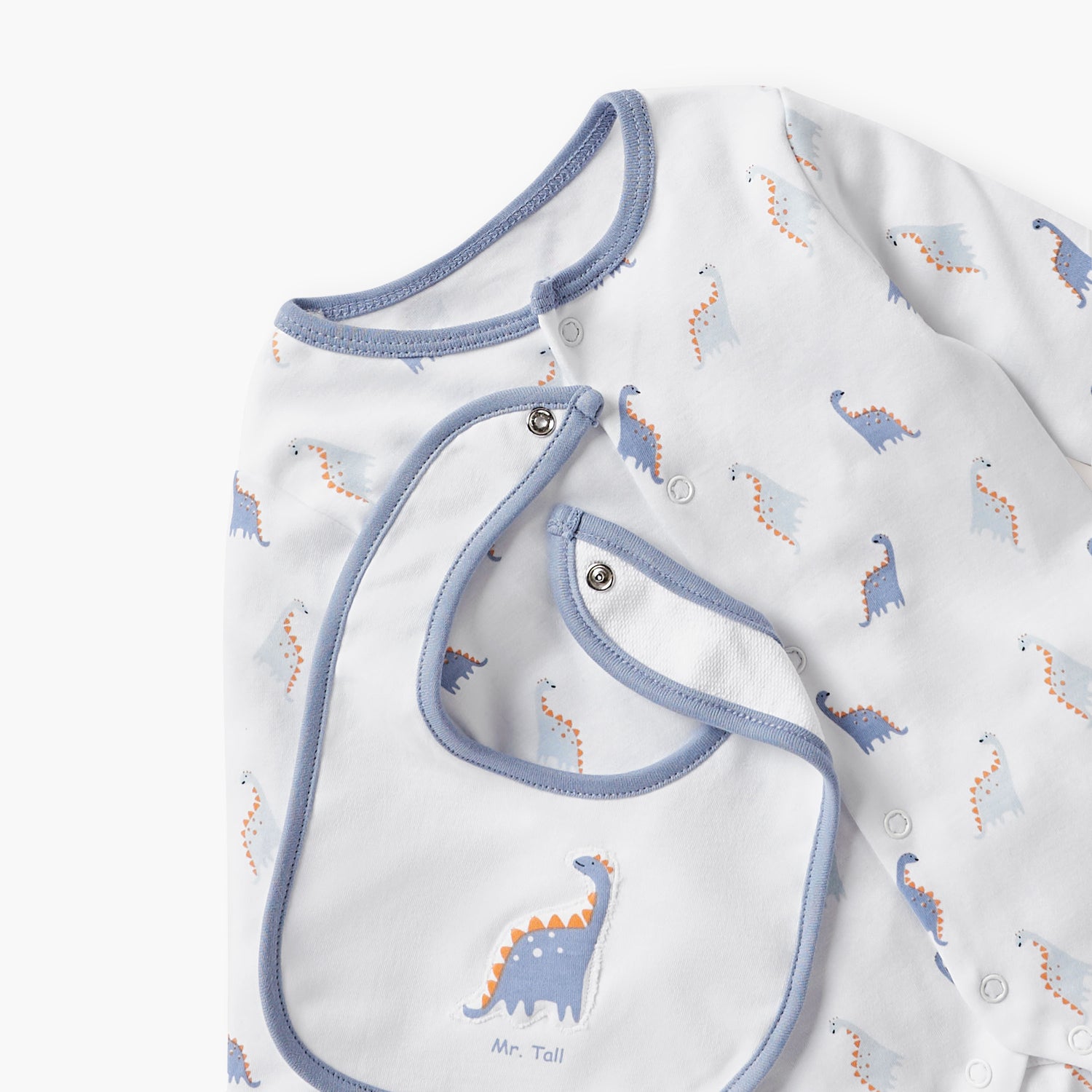 Juniors Dinosaur Print Sleepsuit with Bib and Receiving Blanket