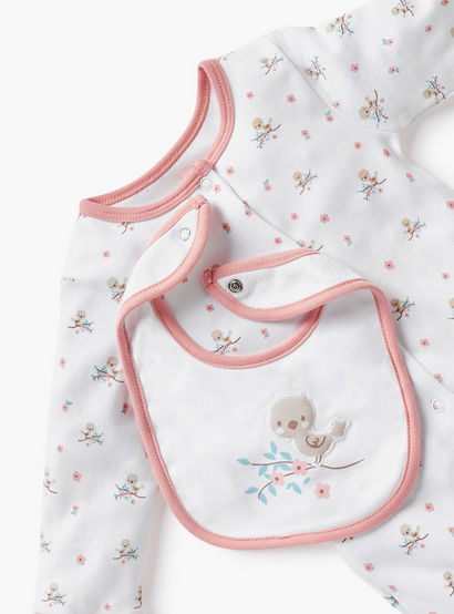 Juniors Printed Sleepsuit with Bib and Receiving Blanket-baby-girls-clothing-setsandcoords-image-5