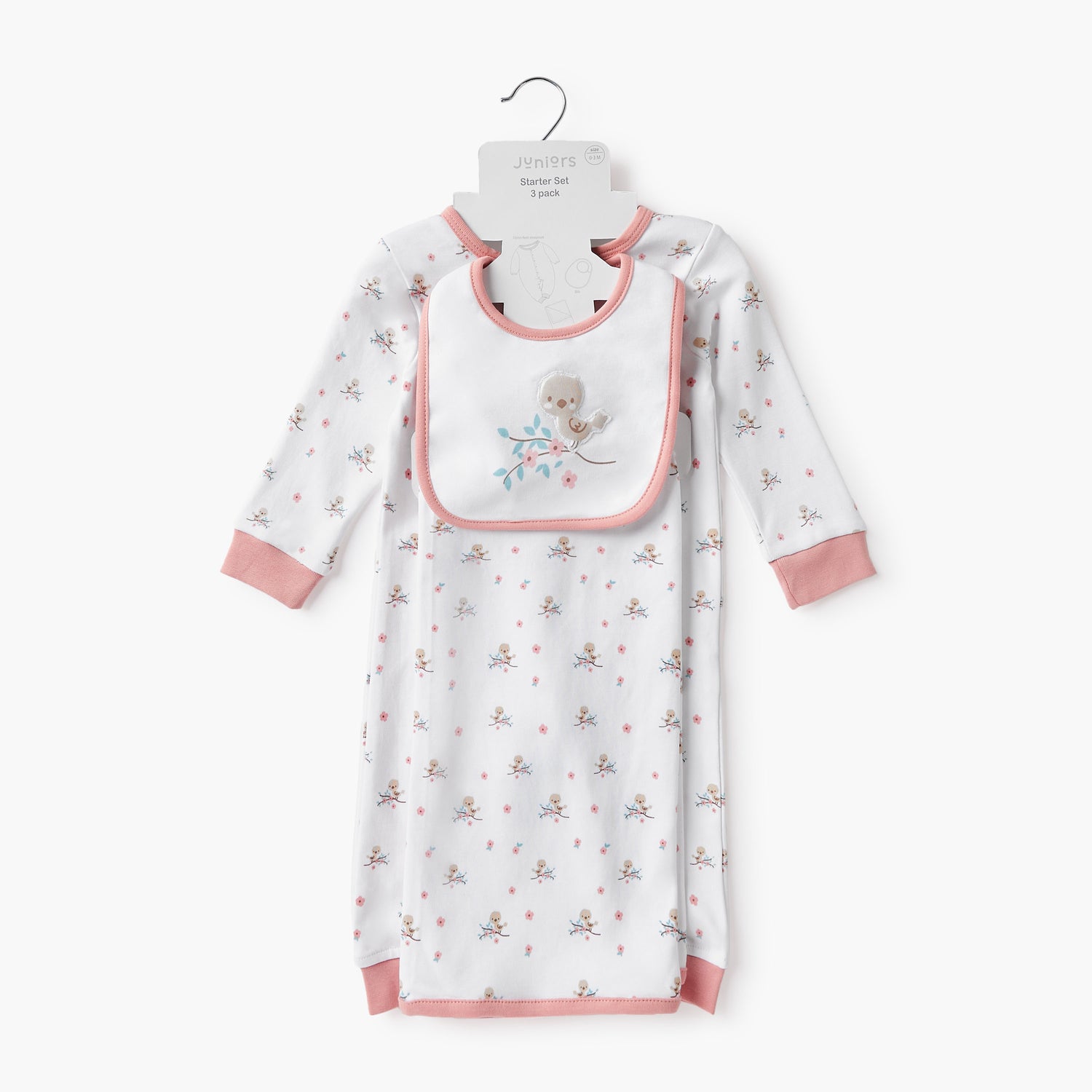 Juniors Printed Sleepsuit with Bib and Receiving Blanket