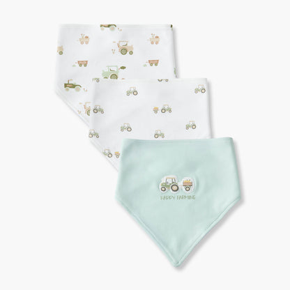 Pack of 3 Juniors Baby Bib with Tractor Print - Multicolour
