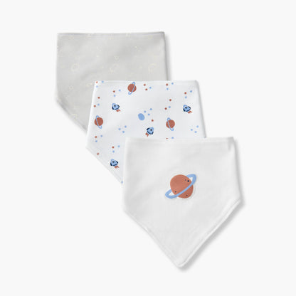 Pack of 3 Juniors Baby Bib with Space Print - Multicolour