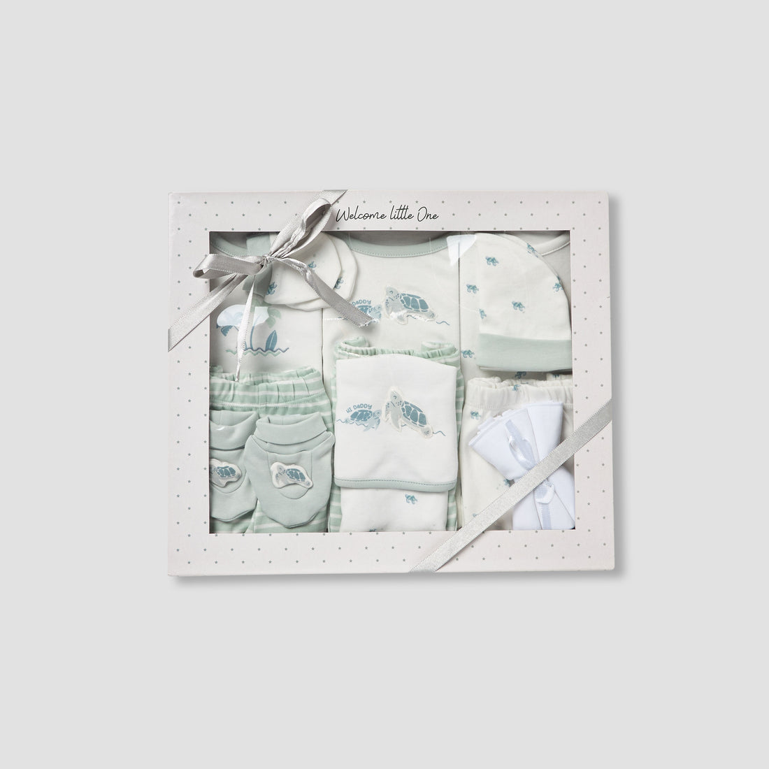 Set of 14 Juniors Clothing Gift Set with Turtle Print - Blue / 0-3 mths