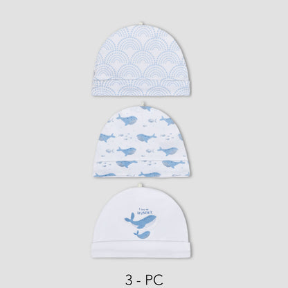 Pack of 3 Juniors Cap with Whale Print