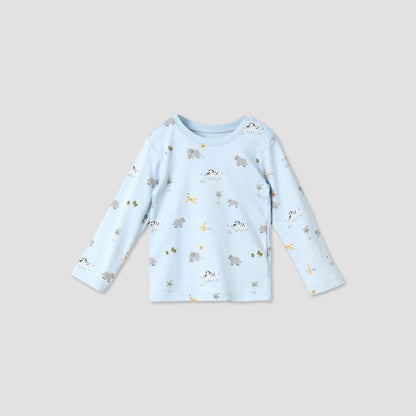 Juniors Cotton Round Neck Long Sleeves Pyjama Set with Print