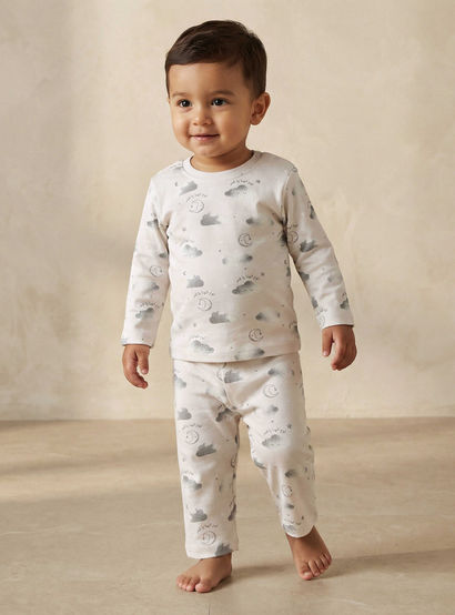 Juniors Cotton Round Neck Long Sleeves Pyjama Set with Arabic Alphabet Print-promo_babyshop_Buy3for79_UAE130126-image-1